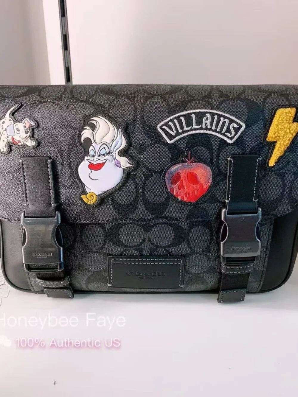 NWT Disney X Coach Track Crossbody Bag In Signature Canvas With Patches CC037